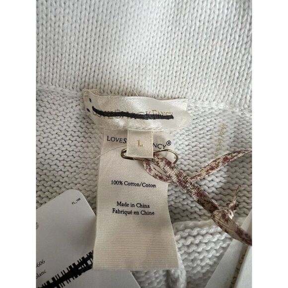 Free People Love Shack Fancy Toro Pants Size Large True White Patch Pointelle - Picture 9 of 10